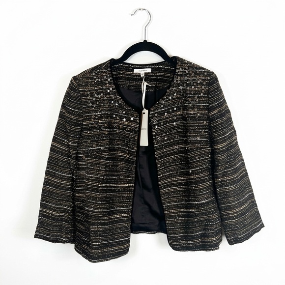 NWT Anthropologie Pleione Bellatrix Embelished Tweed Open-Front Cardigan Jacket - Picture 2 of 8